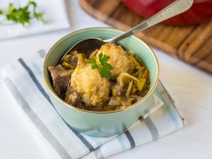 Traditional British Beef Stew and Dumplings recipe