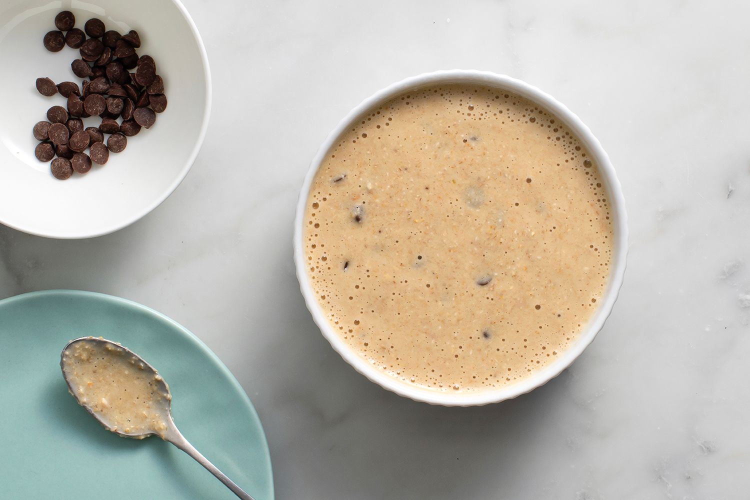 Blended oat mixture in a bowl 