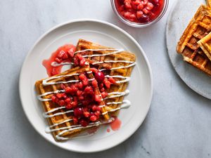 Buckwheat Waffles With Strawberry Compote