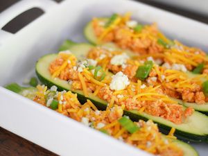 Buffalo Chicken Stuffed Zucchini Boats