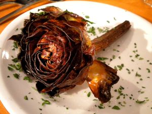 A Roman Jewish-style fried artichoke (carciofo alla giudia)