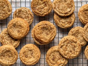 Chewy Brown Sugar Cookies on a cooling rack 