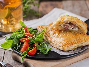 Chicken and bacon in puff pastry