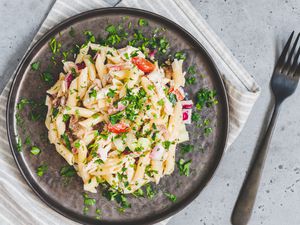 Chicken and bacon pasta salad