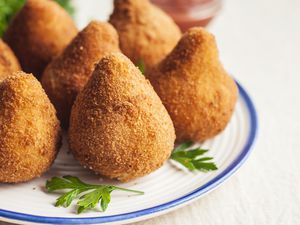 Coxinha Brazillian chicken croquettes on a plate