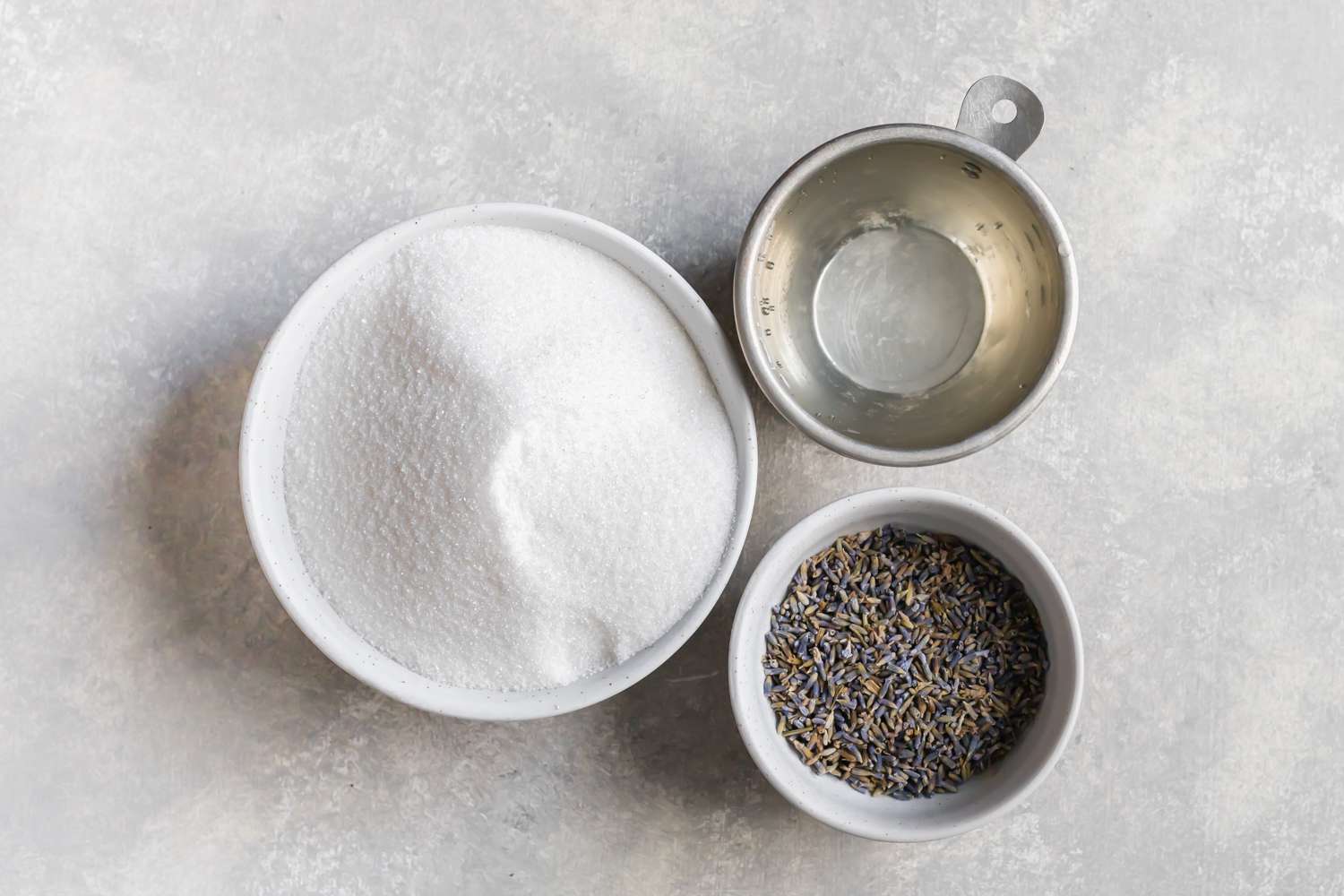 Ingredients for lavender simple syrup recipe gathered