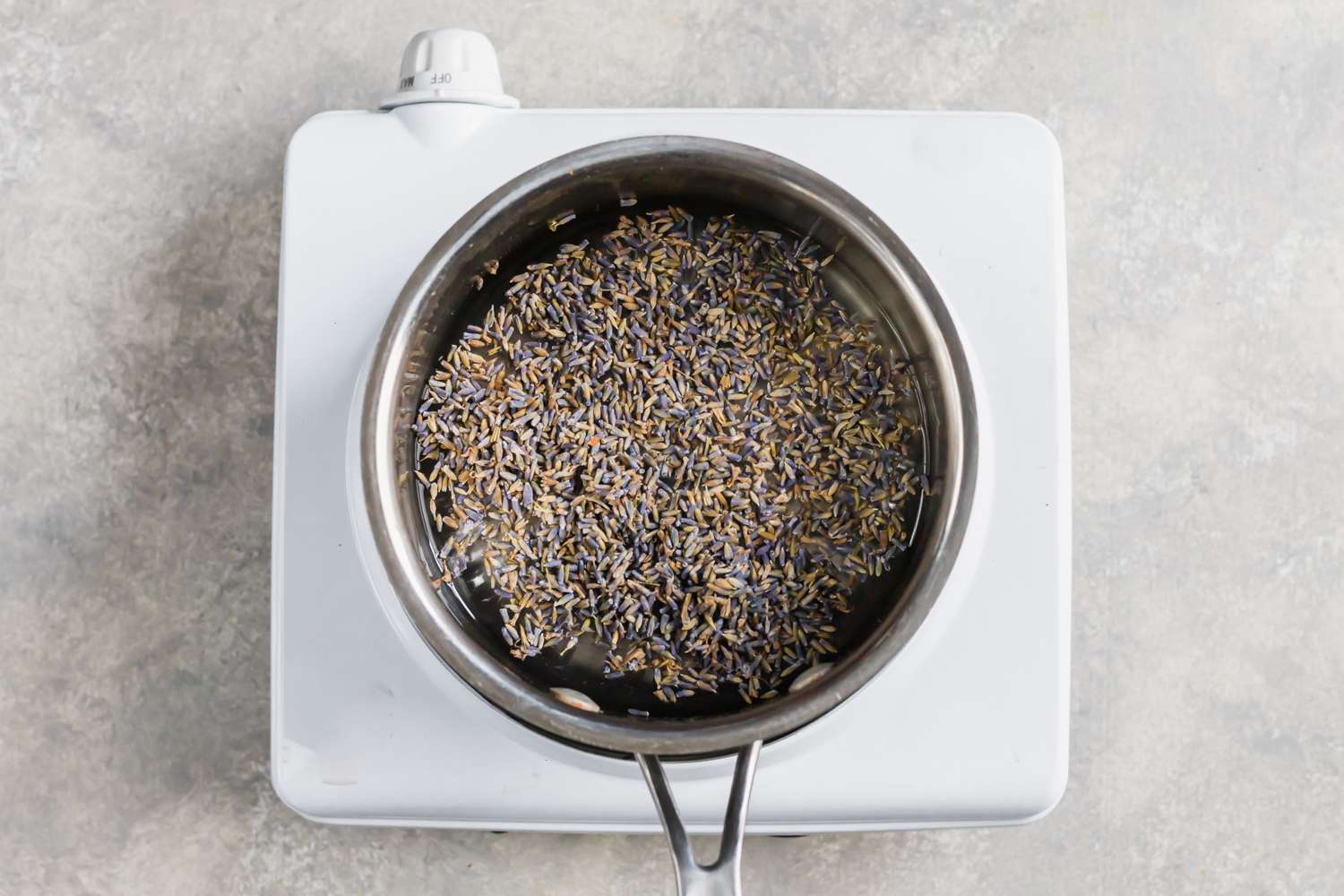 Lavender and water in a pot