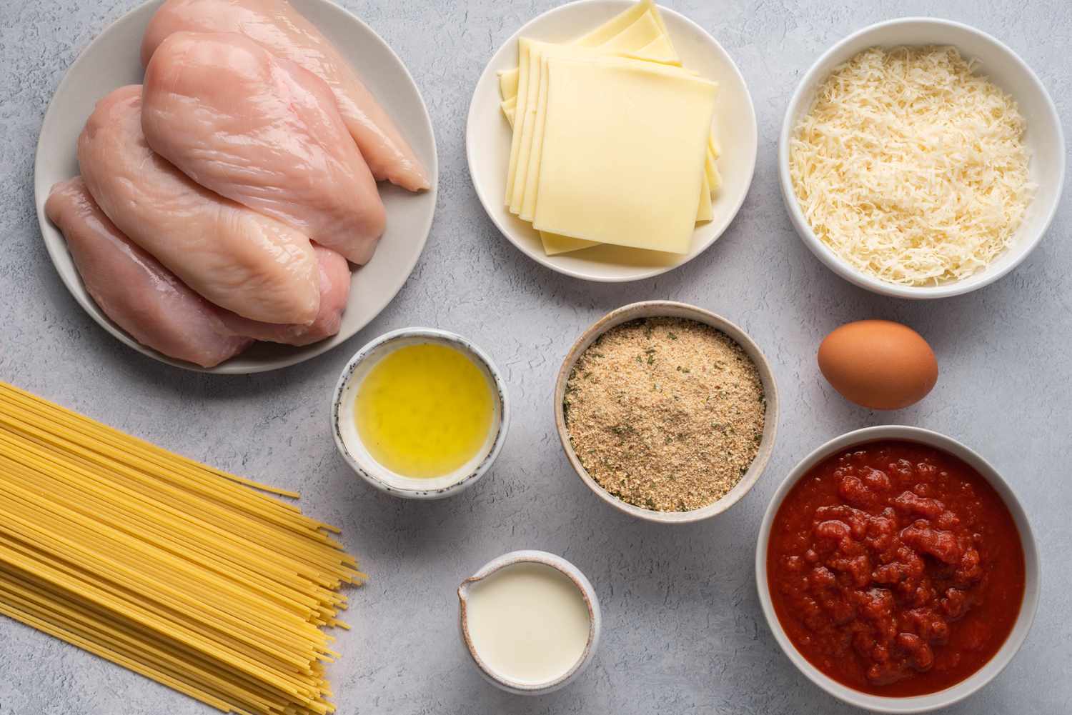 Chicken Parmesan ingredients gathered