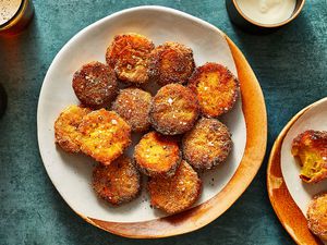 southern fried green tomatoes served on a plate