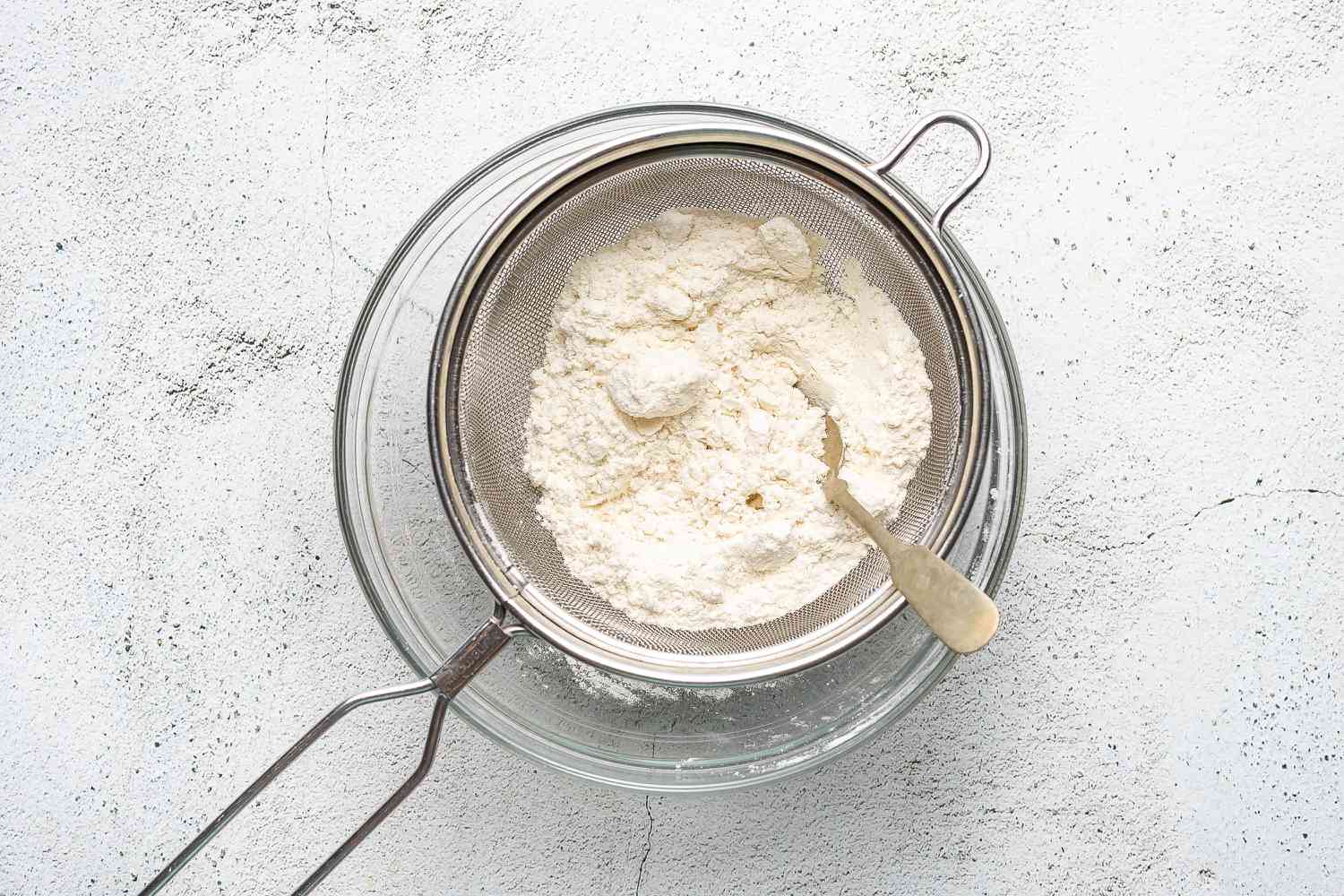 flour sifted into a bowl 