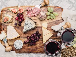 Overhead Shot of a Cheese Board