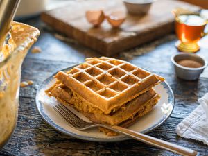 Plain waffles on plate