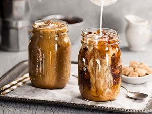 iced coffee in mason jars