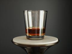 Home Wet Bar On the Rocks 12 oz. Whiskey Glass filled with whiskey