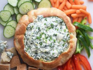 Bread bowl filled with dip