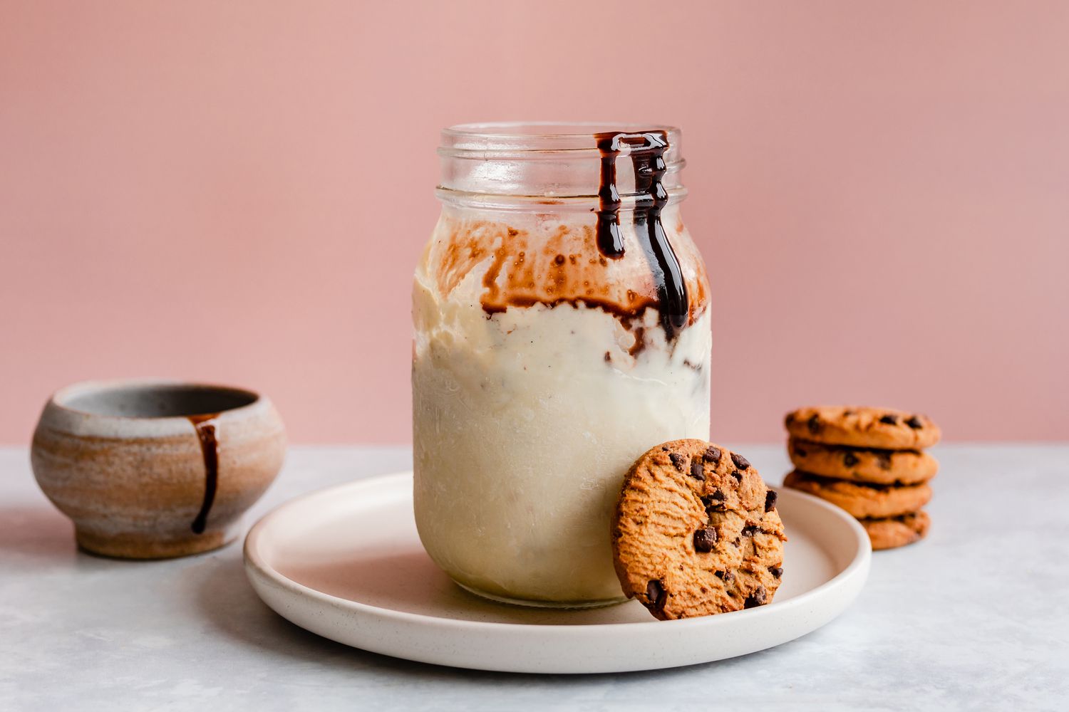 Mason jar ice cream on a plate