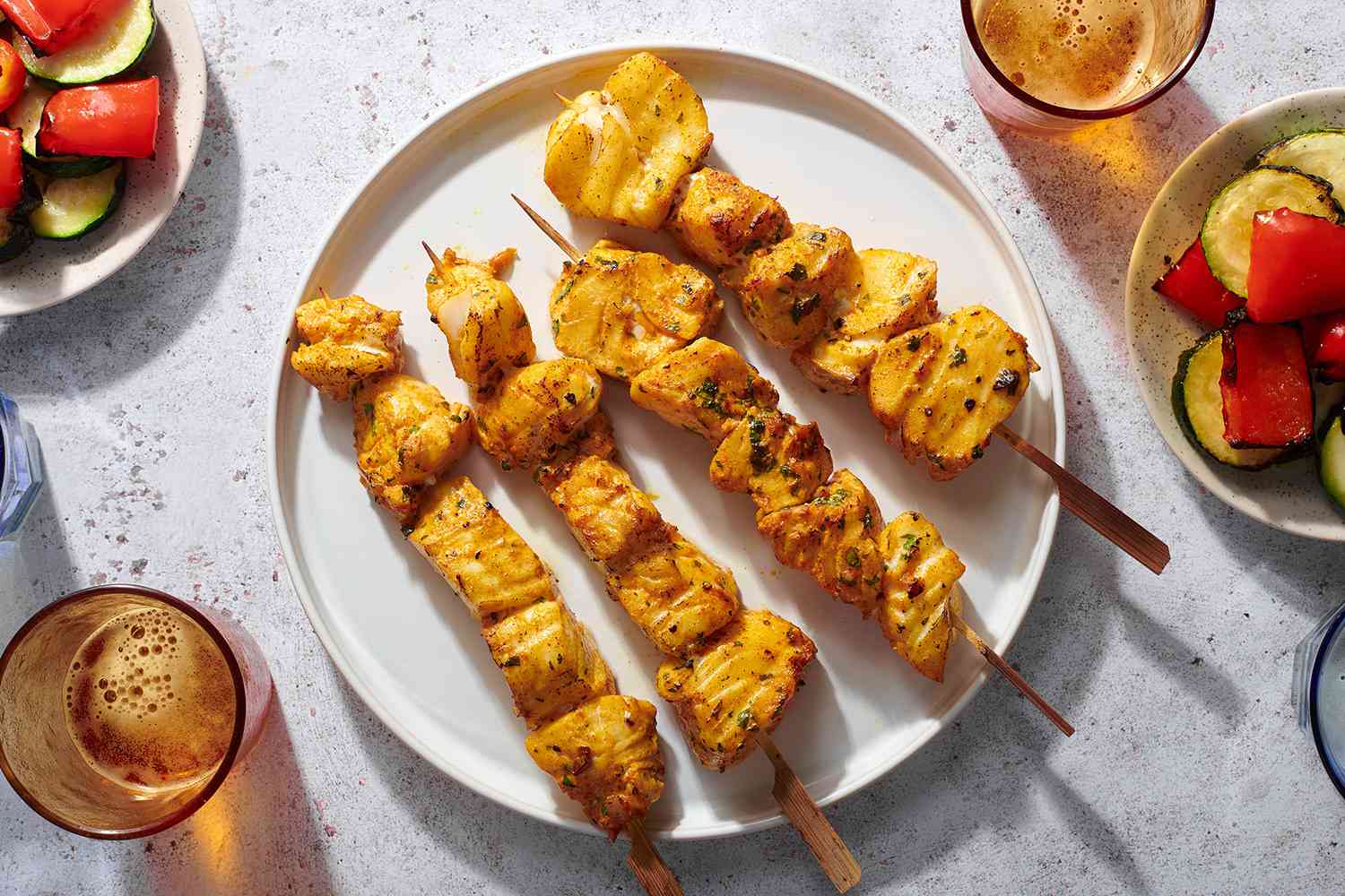 Moroccan grilled fish kebabs