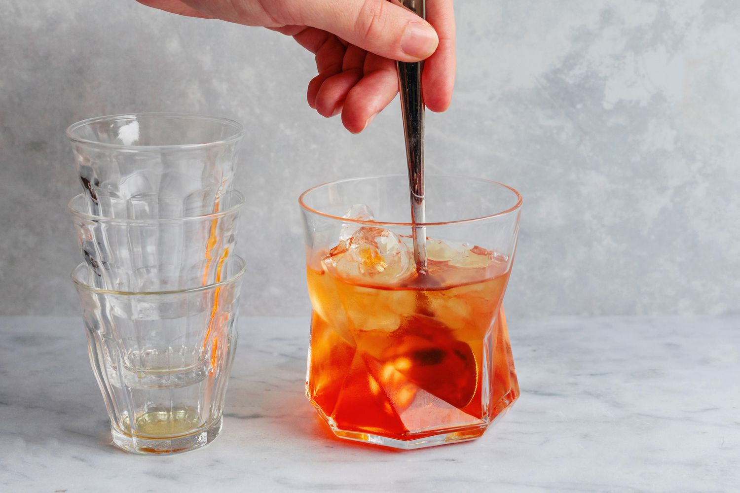 Negroni cocktail stirred in a glass