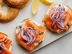 Open faced smoked salmon bagel recipe