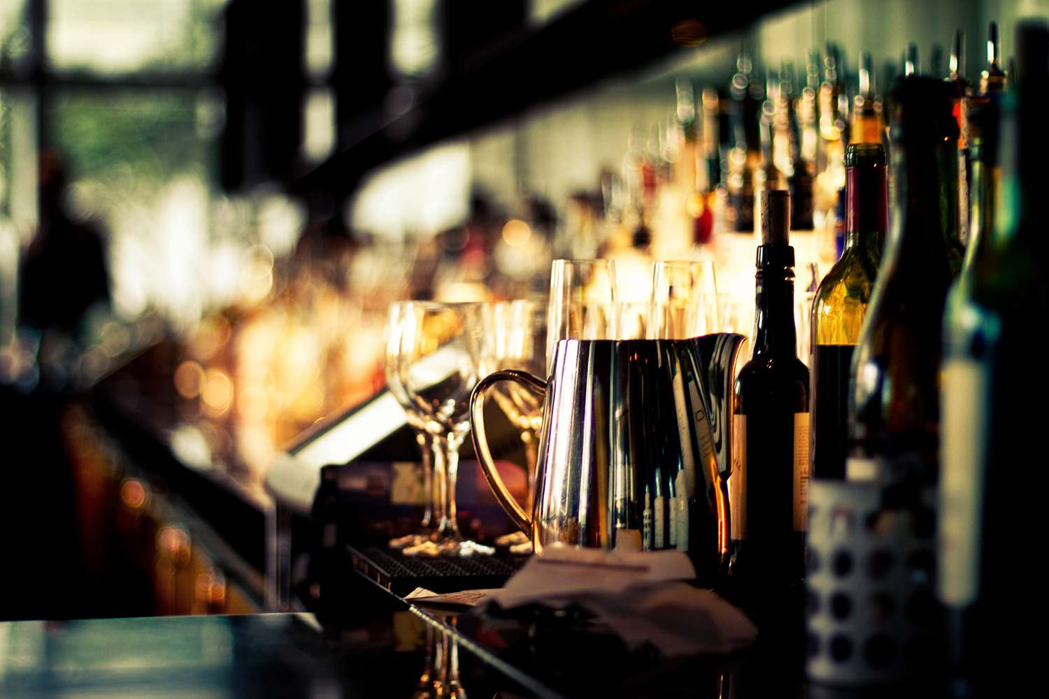 Back bar with liqueur bottles