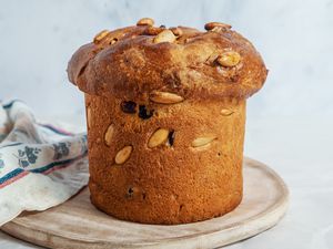 Classic Christmas Italian panettone on a plate