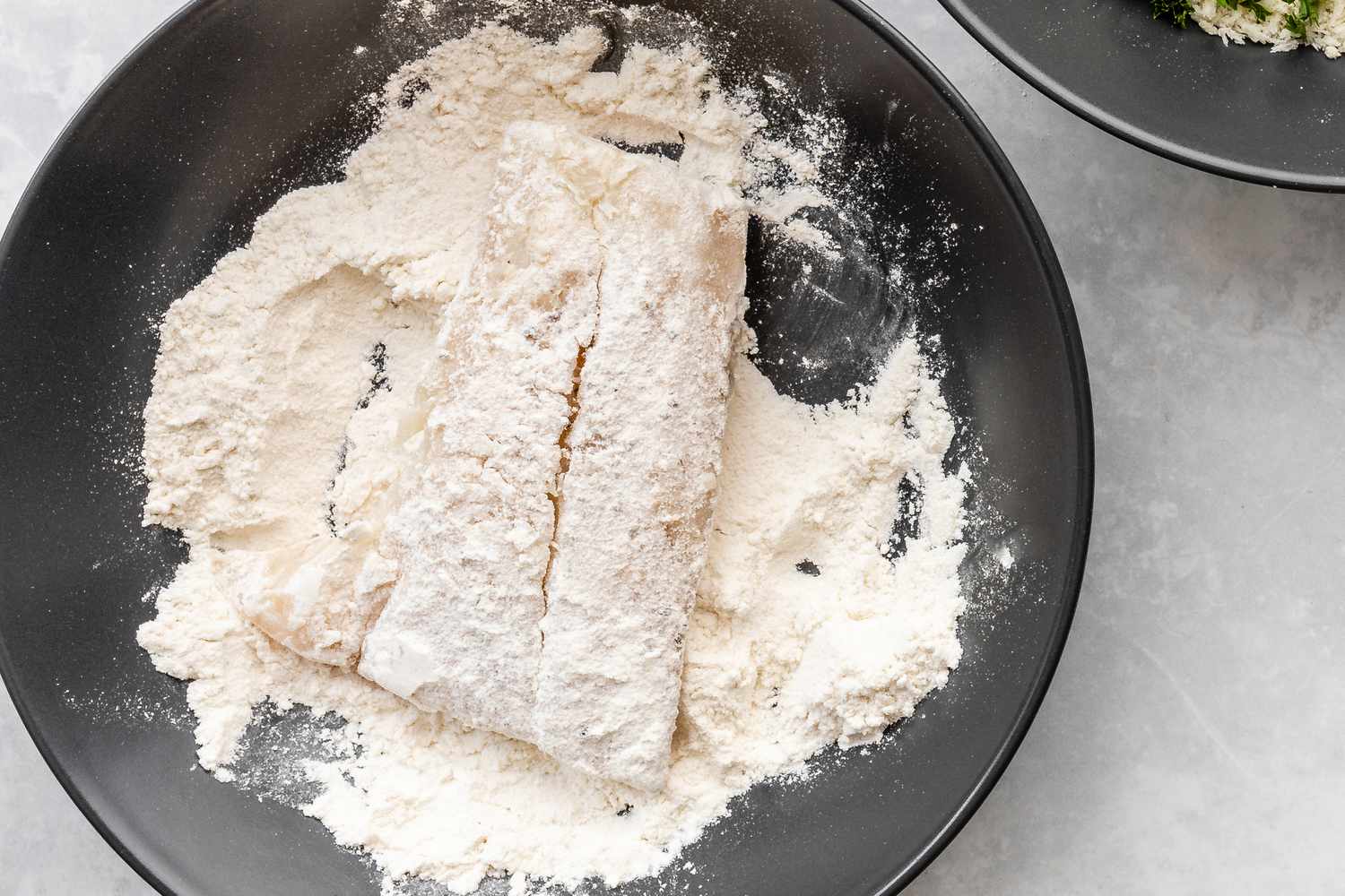 Haddock fillet dredged in flour