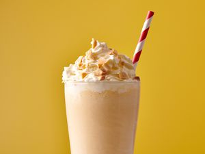 Peanut butter milkshake in a glass