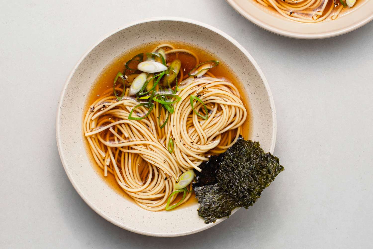 Two bowls of quick shoyu ramen dishes