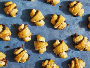 rugelach on a blue surface