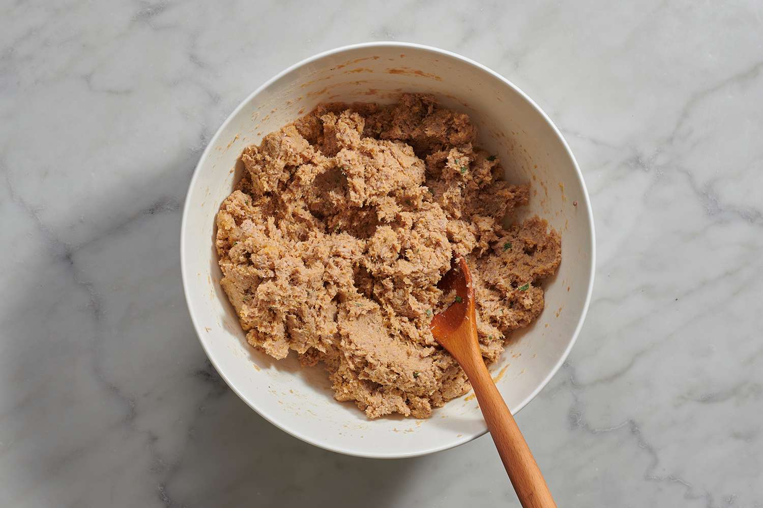 ground scrapple meat in a bowl