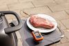 A steak with a temperature probe sitting on a PK Grills PKGo Camp & Tailgate Grilling System