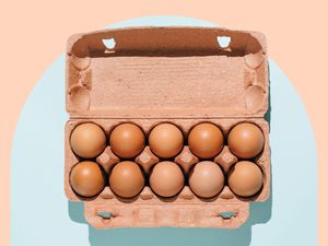 A carton of brown eggs