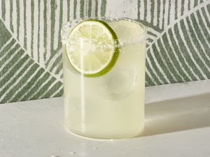 margarita in salt rimmed glass