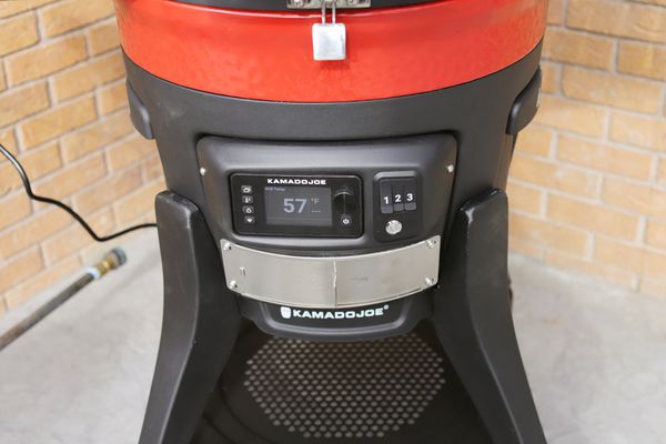 The front of the Kamado Joe Konnected Joe 18-Inch Digital Charcoal Grill and Smoker showing the digital display