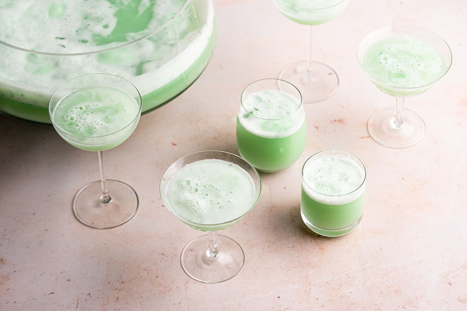 Non-Alcoholic Sherbet Punch in glasses and in a punch bowl 