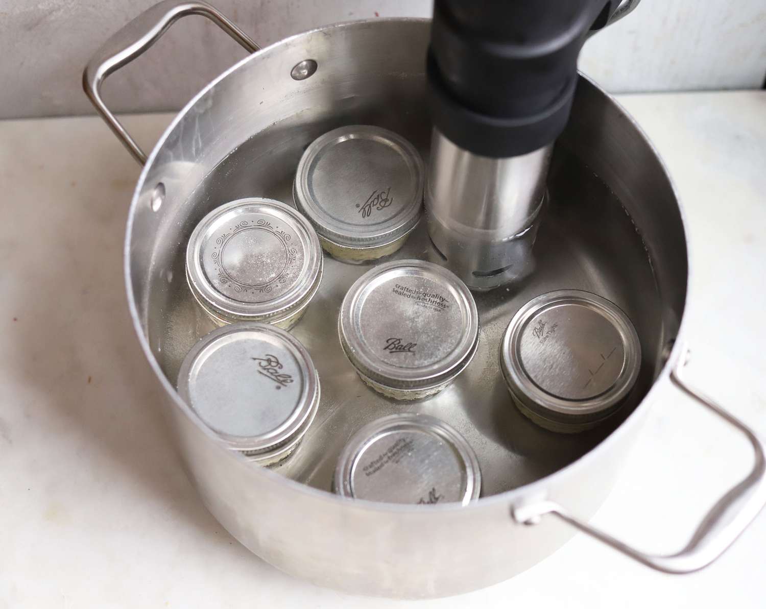 jars in sous vide bath