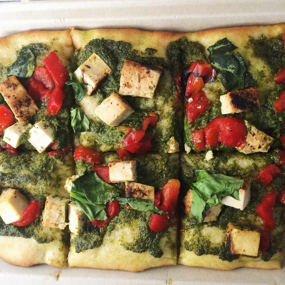 Baked Tofu With Vegan Pesto Sauce