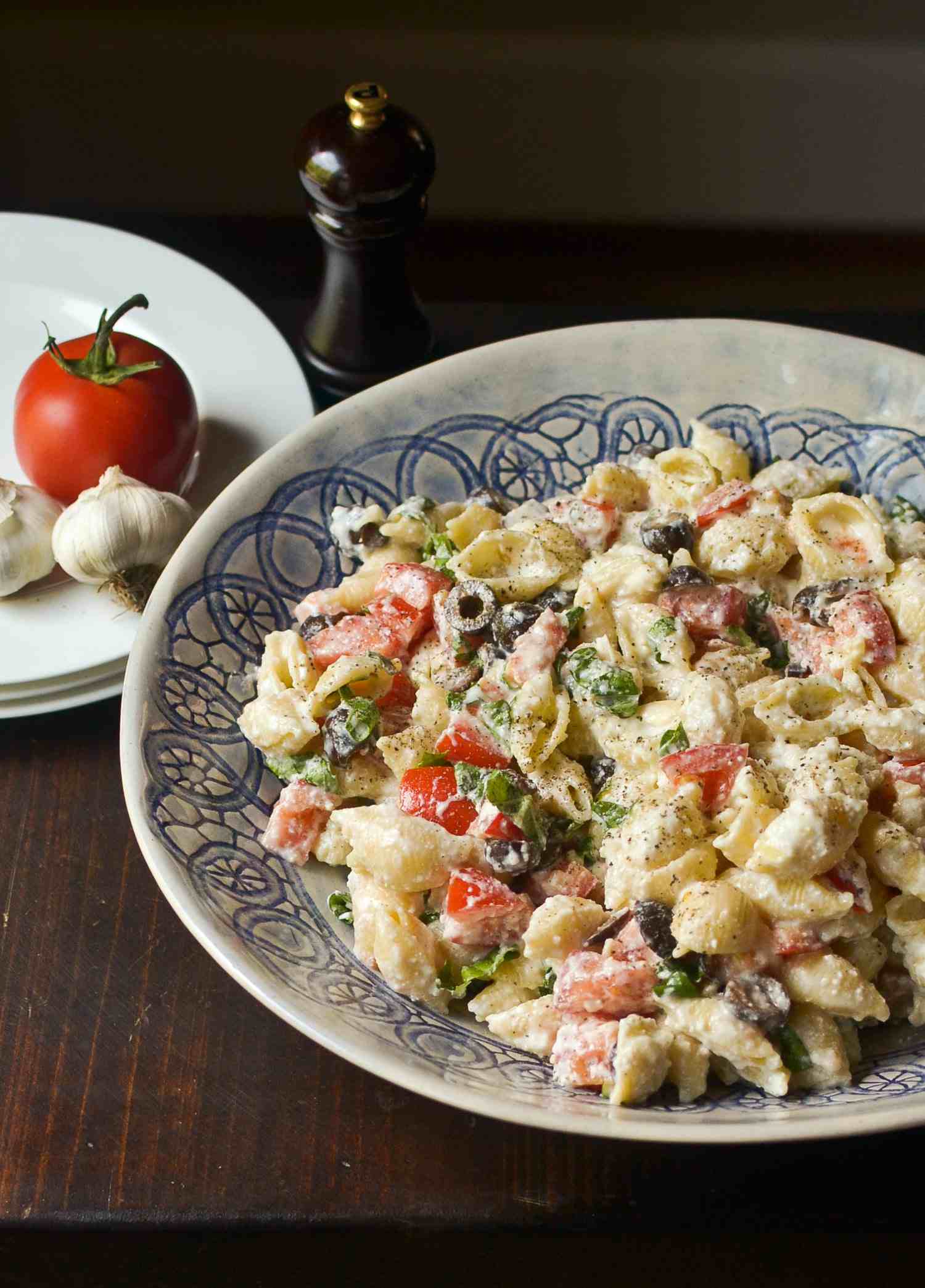 White Bean Pasta With Black Olives and Feta