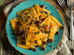 Sweet Potato Ravioli with Brown Butter Pecan Sauce