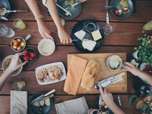 Friends eating tapas