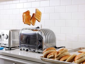 Toast popping out of a Dualit Vario 4-Slice Toaster